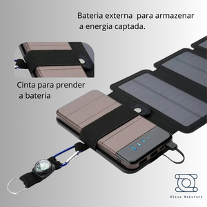 Painel Solar multifuncional dobrável, para carregamento de dispositivos como celular, tablet, relógio, Uso no camping, praia, campo