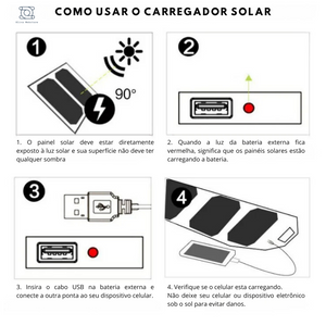 Painel Solar multifuncional dobrável, para carregamento de dispositivos como celular, tablet, relógio, Uso no camping, praia, campo