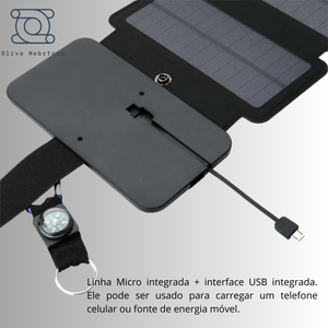 Painel Solar multifuncional dobrável, para carregamento de dispositivos como celular, tablet, relógio, Uso no camping, praia, campo