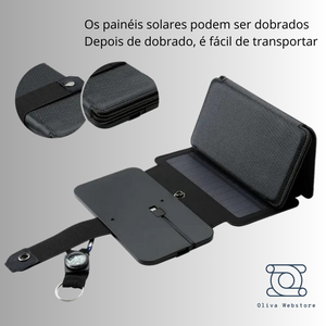 Painel Solar multifuncional dobrável, para carregamento de dispositivos como celular, tablet, relógio, Uso no camping, praia, campo