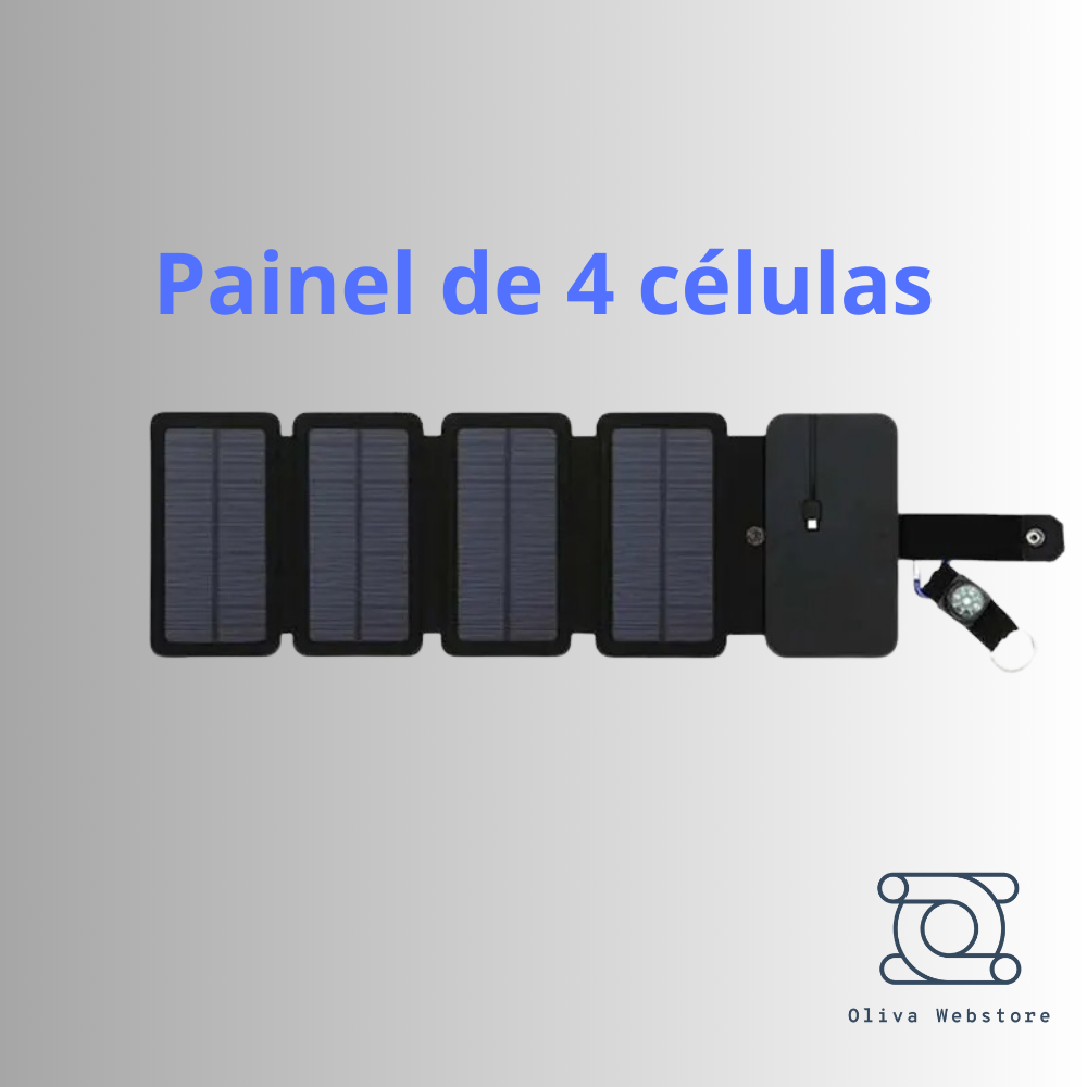 Painel Solar multifuncional dobrável, para carregamento de dispositivos como celular, tablet, relógio, Uso no camping, praia, campo