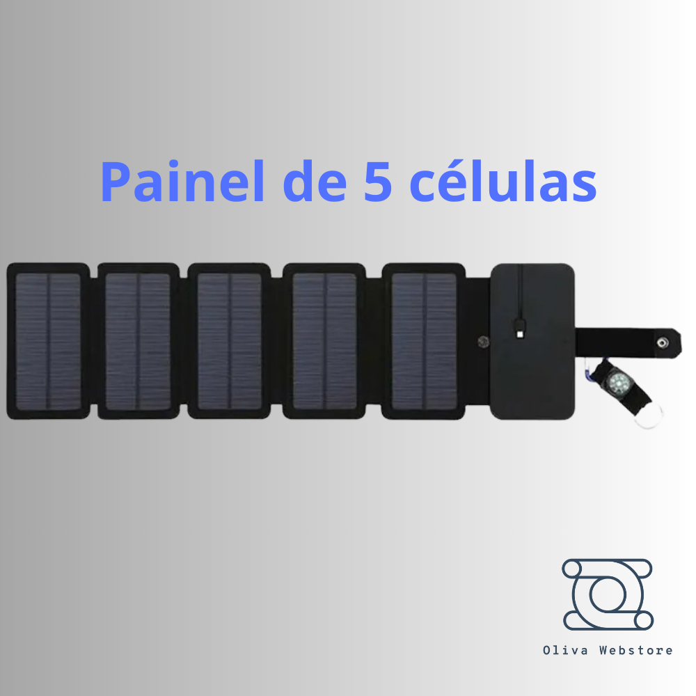 Painel Solar multifuncional dobrável, para carregamento de dispositivos como celular, tablet, relógio, Uso no camping, praia, campo